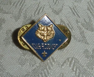 Vintage Cub Scout Blau Emaille Gold Wolf Pin - Bild 1 von 3