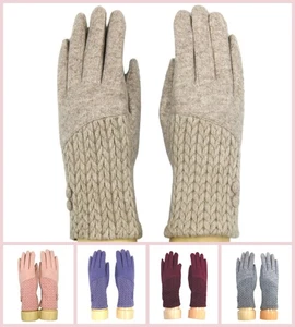 Boutique teilgestrickter Handschuh Frau Knopf Deko Kaschmirmischung Mädchen Handschuhe - Bild 1 von 18