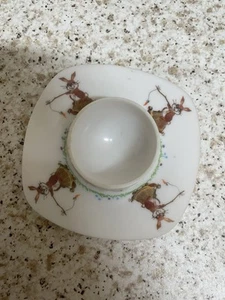 Vintage Permaware nursery rhyme baby egg cup Rabbits Bunnies Flowers - Picture 1 of 3