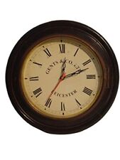 LARGE - Vintage Style GENTS & CO. - LEICESTER Wall Clock - Wooden & Brass (2798)