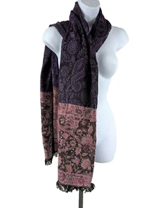 Purple Black Pashima Scarf Shawl - Picture 1 of 7