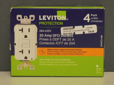 Leviton Protection 20 Amp GFCI Outlets GFTR2-4W 4 PACK - Image 1 of 4