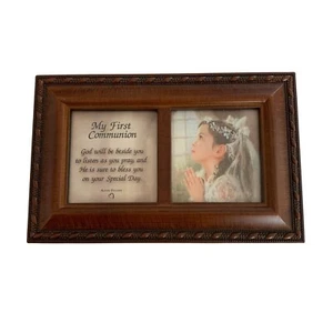 Cottage Garden Music Box First Communion God Beside You Woodgrain Rope Trim - Picture 1 of 7
