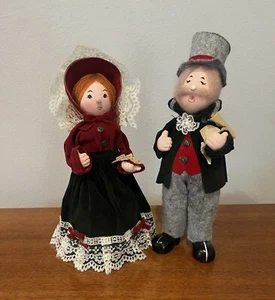 Christmas Caroling Dolls 13" Vintage Victorian Singing Couple Foam Figures - Picture 1 of 7