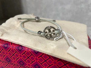 NWT Tory Burch MILLER SLIDER BRACELET Silver / Algae - Picture 1 of 7