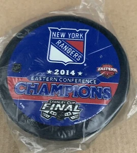 NY RANGERS HOCKEY PUCK NHL 2014 EASTERN CONFERENCE STANLEY CUP FINAL LUNDQVIST - Picture 1 of 3
