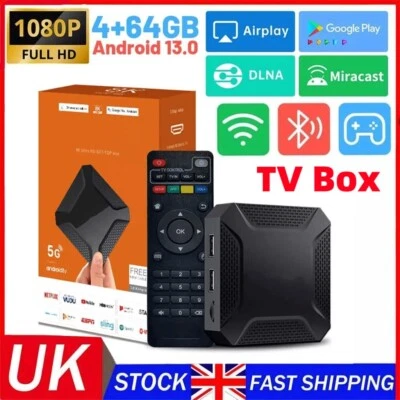Android 13.0 Smart TV Box 4K HDMI Quad Core HD 4GB+64GB WIFI Media Stream Player - Bild 1 von 4