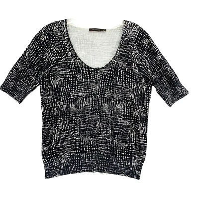 Cárdigan The Limited Negro Blanco Media Manga Cuello Redondo L Oscuro Artístico Carrera Foto 1 de 4