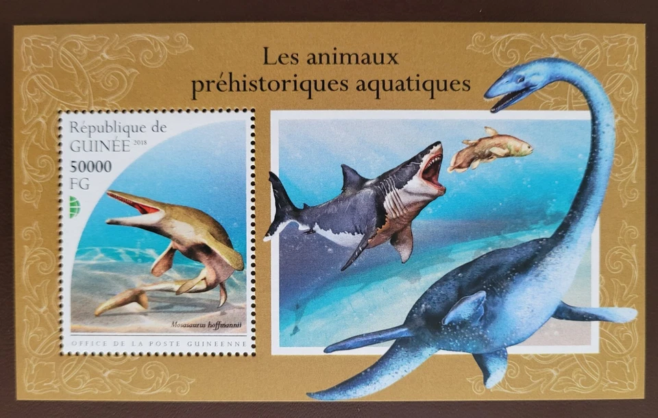 Guinea 2018 / Animales acuáticos prehistóricos - Mosasaurus / 1v ms Foto 1 de 1
