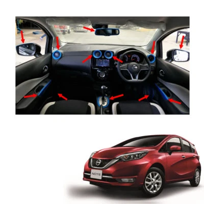 Interia Panel + Mirror Cover 12 Pc Blue Trim For Nissan Versa Note 2017 - 2018 - Image 1 of 4