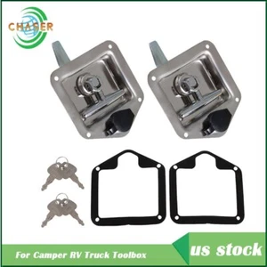 2pcs Trailer Latch T-handle Lock With Key Steel for Camper RV Truck Kit - Picture 1 of 8