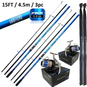 2 LFS Blue ocean Sea Fishing Rod Blue 15ft 4.5m 3pc + 2 Atlantic Blue 70 Reel - Picture 1 of 4