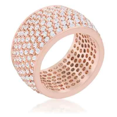 Wide Pave Cubic Zirconia Rose Gold Band Ring - Image 1 of 4