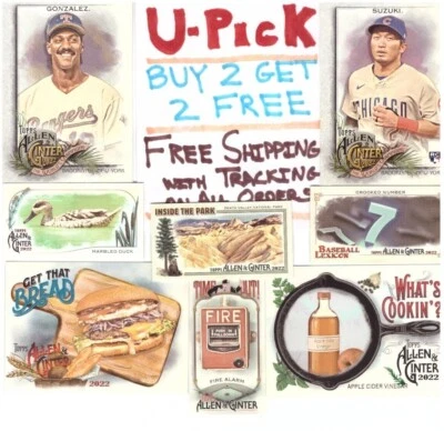 2022 Topps Allen Ginter 250-350+ Inserts, MINI Inserts Buy 2 Get 2 FREE Shipping - Image 1 of 2