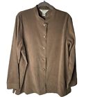 Vtg! Orvis Women's Plus 18 Brown Microsuede Mandarin Collar Shacket Shirt Jacket