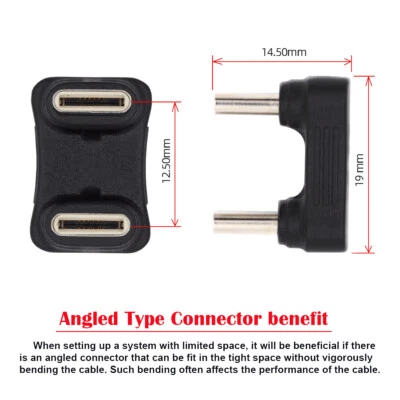 Cablecy Opposite U Shape Back Angled USB-C Type C Male to Male Power Adapter - Image 1 of 4