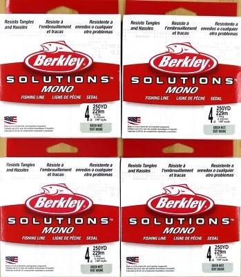 (4) Spools Berkley Solutions Monofilament 4 Lb Line Green Mist 250 Yds Per Spool - Image 1 of 3