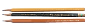 x3 Matite Venere - 3H / Koh-I-Noor 1500 4H / Dixon Metriche 1910 4H Vintage - Foto 1 di 5