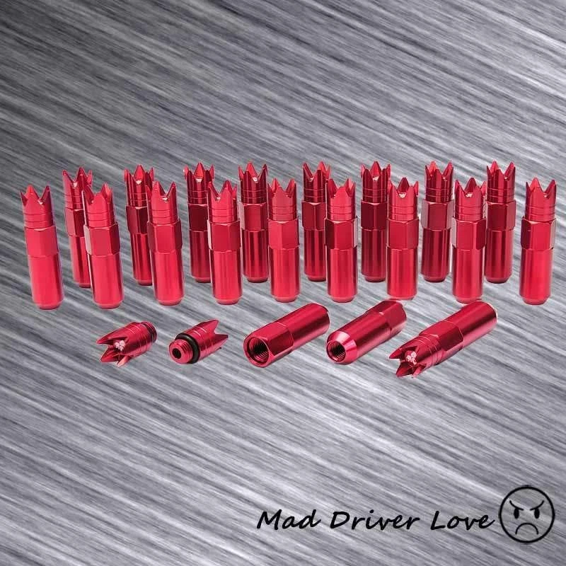 Juego de tuercas extendidas de aluminio rojo 20 piezas M12x1.5 T7/T-7075 con tornillo en corona Foto 1 de 2