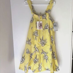 Jessica Simpson Yellow Iris Floral Girl's 4 Fully Lined Gauze Ruffle Sundress - Picture 1 of 7