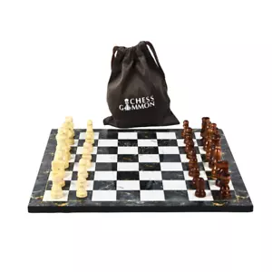 Gray Marble Design Chess Set 14 Inch - Picture 1 of 4