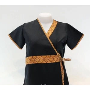 Women 's Spa Therapist Massage Uniform Thai Style Black Color Size L - Picture 1 of 1