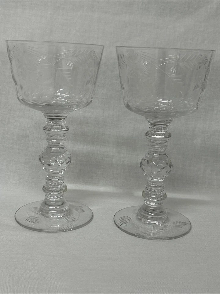 2 VASOS DE CÓCTEL DE LICOR CRISTAL ROCA CORTE ALHAMBRA DUNCAN & MILLER 5 3/8 pulgadas Foto 1 de 4