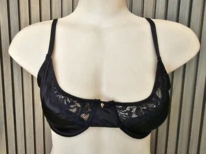 Baci Lingerie Ladies Satin And Lace Underwire Bra size 12B 36B Colour Black - Picture 1 of 5