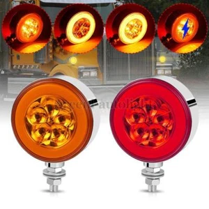 2PC LED Dual Face Truck Fender Pedestal Marker Light Brake Turn Signal Red/Amber - Bild 1 von 8