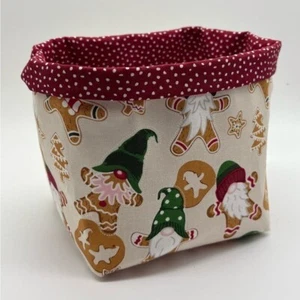 Handmade Christmas Fabric Basket Christmas Gnome Fabric Basket - Picture 1 of 3