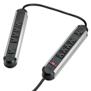 Fellowes® Split Metal Surge Protector, 10 Outlets, 6 ft Cord, 1250 Joules, Black - Picture 1 of 2