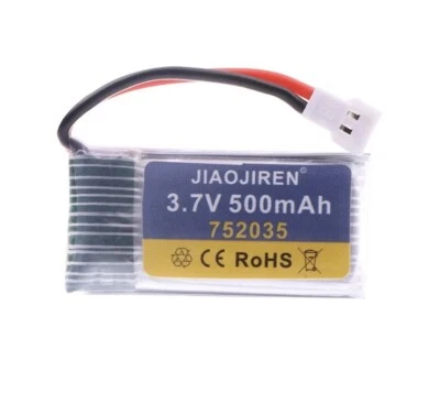 JIAOJIREN 752035🇬🇧3.7V 500mAh Upgrade LiPo Battery For VOLANTEX P51, Zero BF109 RC Plane