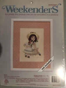Embroidery Kit Girl With Doll Vintage - Picture 1 of 3