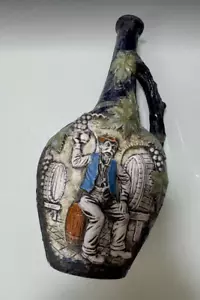 Vintage Italian Marchi Brescia Italy Signed Porcelain Stone Ware Bottle Decanter - Picture 1 of 8