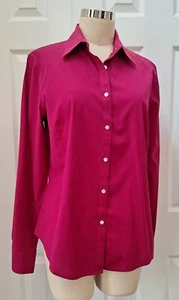 Talbots Button Down Wrinkle Resistant Pink/Fuchsia Button Down Shirt Sz: 12 NWT - Picture 1 of 8