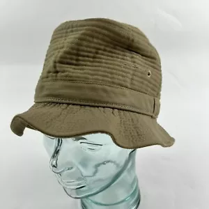 De Colección LL Frijoles Campamento de Pesca Senderismo Cubo Sombrero Bronceado Escritura Etiqueta 7 1/4"" Hecho en la Unión de EE. UU. - Imagen 1 de 10