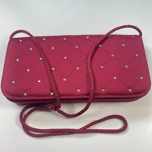 Preston & York Abend Clutch rot Strass Schulterriemen Druckknopf Handtasche Geldbeutel - Bild 1 von 12