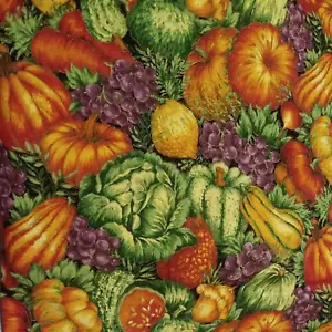 Harvest Pumpkins Gourd Cabbage Grapes Cranston Print Works Fall 3 Yards X 42 in - Picture 1 of 5