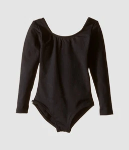 $76 Capezio Kid's Girl's Black Stretch Long Sleeve Dance Ballet Leotard Size L - Picture 1 of 1