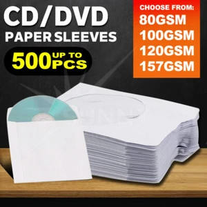 100-500 THICK WHITE CD DVD BDR 120GSM Paper Sleeves envelope Clear Window Covers - Picture 1 of 10
