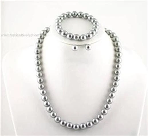 1 juego de perlas de imitación: collar + pulsera + pendientes perforados 18" blanco, blanco roto, negro  Foto 1 de 1