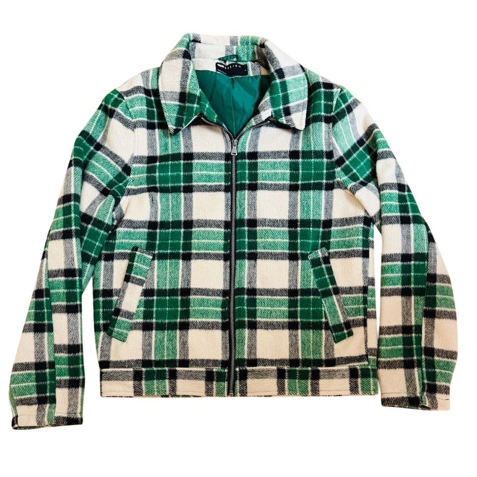 ASOS DESIGN Men Green Plaid Harrington Jacket L Casual Fall cabincore lumberjack - Image 1 of 4