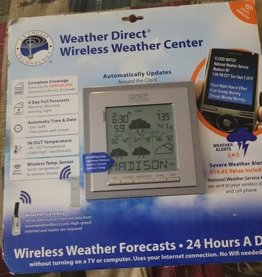 LA CROSSE TECHNOLOGY WEATHER DIRECT WIRELESS WEATHER CENTER MODEL WD-3102U-AL-CP - Image 1 of 2