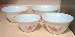Vtg McKee Red Sailboat Nesting / Mixing / Splash Proof Bowl Set of 4 - Picture 1 of 24