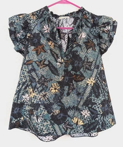 Blusa Ulla Johnson Talla 8 Elena Estampado Floral Batik Cuello Dividido Volantes Detalles 1935 - Imagen 1 de 6