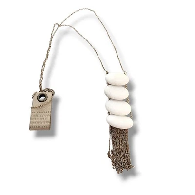 Novo com etiquetas Anthropologie colar longo quartzo borla pedra semi preciosa ouro branco - Imagem 1 de 4