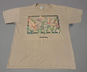 Bird-of-Paradise Flower Floral Art Dunedin Florida Tan Beige T-Shirt Y2K M - Picture 1 of 7