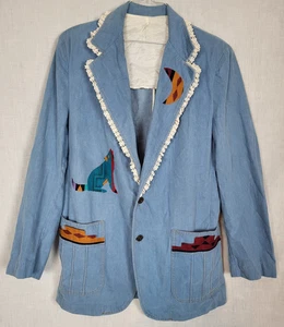 Blazer azul vintage para mujer talla 42 ALTO Navajo Western Southwestern chaqueta única - Imagen 1 de 8
