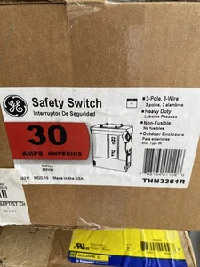 1 NEW GE THN3361R NEMA 3R Heavy Duty Safety Disconnect Switch 3P 30A 600V - Picture 1 of 1