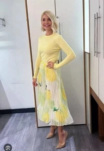 JAEGER Floral Pleated Midi Skirt RRP £135.00 NWT Size 10 UK ASO Holly Willoughby - Picture 1 of 7